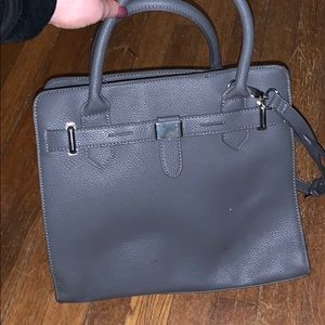 Gray purse with shoulder strap